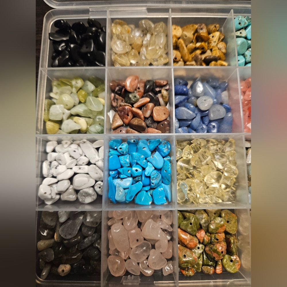 Gemstones Stone Crystal Loose Hole Drilled Bracelet Jewelry Craft Set 24 - Picture 3 of 4